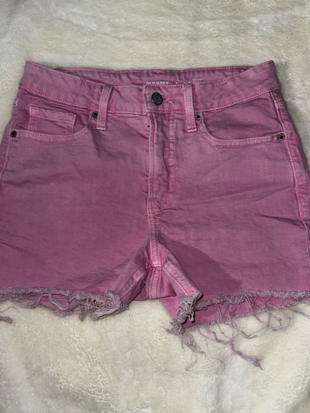 Old Navy OG Straight Pink Frayed Hem Denim Shorts